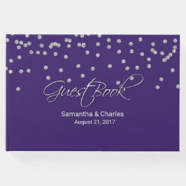 Libro de invitados Boda Glam Purple con diamantes