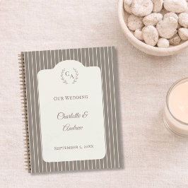 Libro de invitados boda marfil beige rayado modern