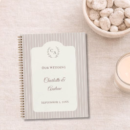 Libro de invitados boda marfil taupe rayado modern