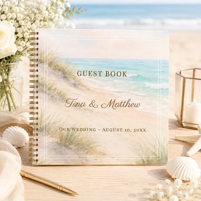 Libro de invitados boda playa corazones arena mono (Subido por el creador)