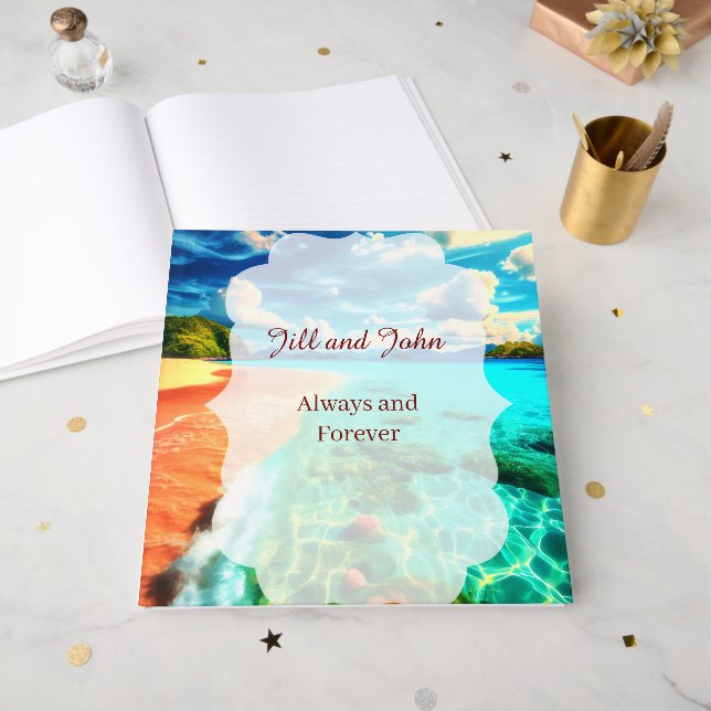 Libro de invitados boda playa Recuerdo personaliza (Anverso Abierto)