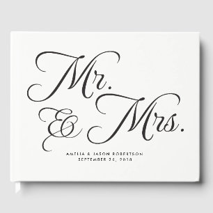 Libro de invitados boda, Sr. y Sra., blanco y negr