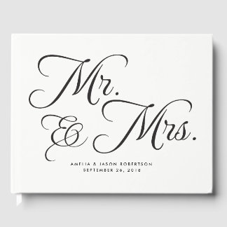 Libro de invitados boda, Sr. y Sra., blanco y negr