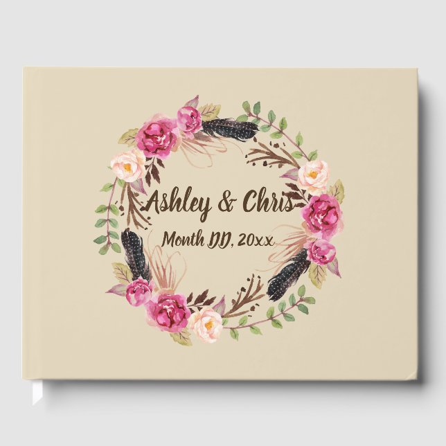 Libro de Invitados Boho Floral Rustic Flowers (Anverso)