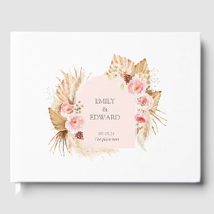 Libro de invitados Boho Pampas Grass Floral Arch