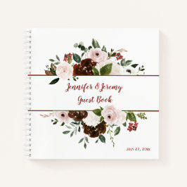 Libro de invitados boho Rojo Indio Marfil Verde Bo