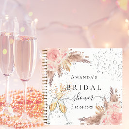 Libro de invitados Bridal Shower pampas oro rosa b