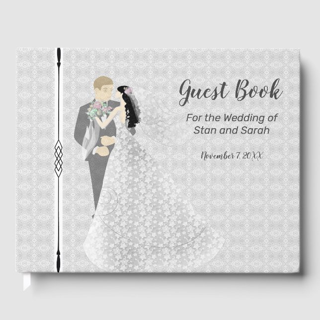 Libro de invitados Bride & Groom ilustrado (Anverso)