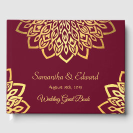 Libro de Invitados Burgundy Gold Elegant Wedding