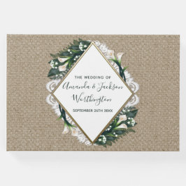 Libro de invitados Calla Lily Burlap y Lace Boda