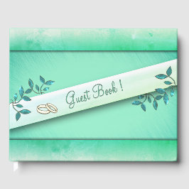 Libro de invitados Chic Sea Green con anillos