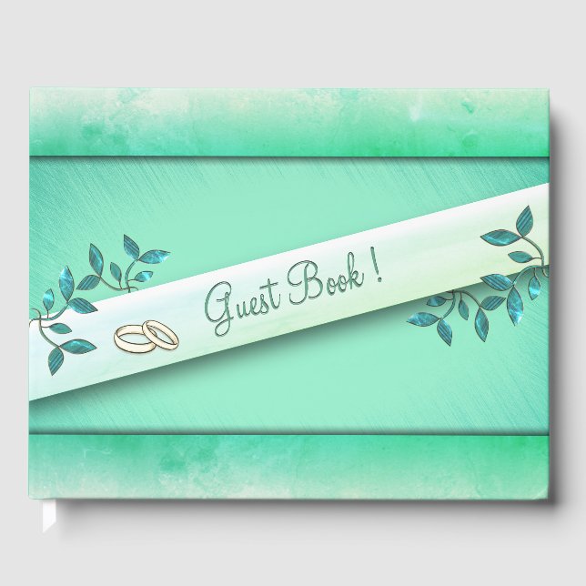 Libro de invitados Chic Sea Green con anillos (Anverso)