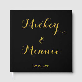 Libro de invitados clásico negro de 12" x 12" con 