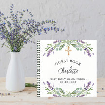 Libro de invitados Communion lavender violet eucal