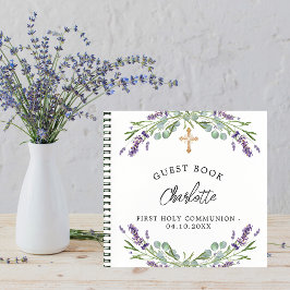 Libro de invitados Communion lavender violet eucal