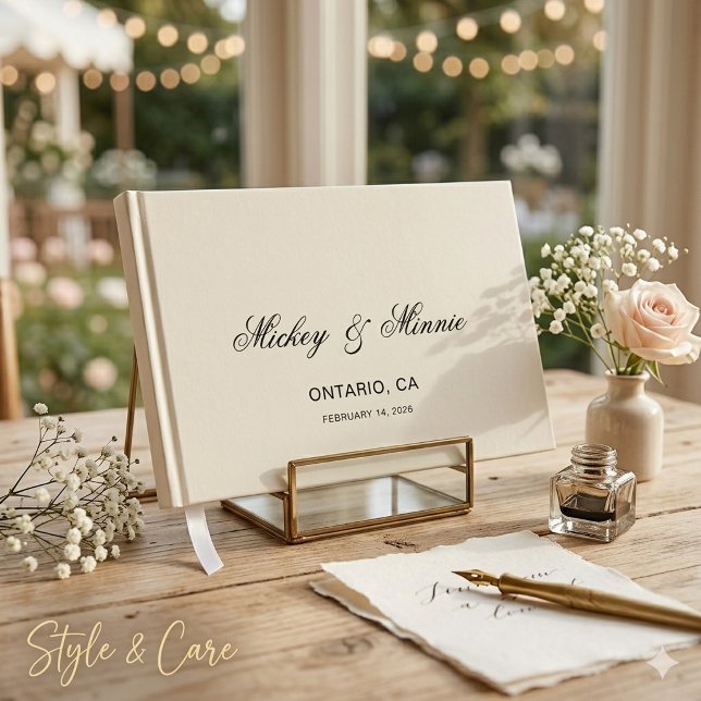 Libro de invitados con diseño de texto personaliza (Guest Book with Personalized Custom Text Design)