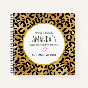 Libro de invitados con estampado de leopardo exóti