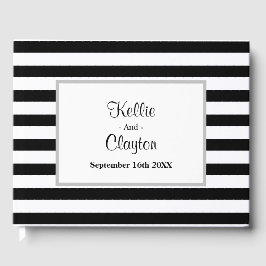 Libro de invitados con franjas blancas/negras