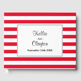 Libro de invitados con franjas rojas/blancas