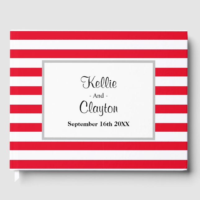 Libro de invitados con franjas rojas/blancas (Anverso)