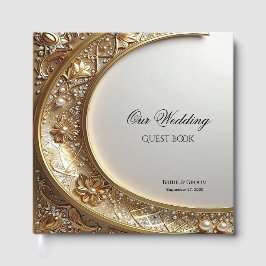 Libro de invitados con marco dorado ornamentado