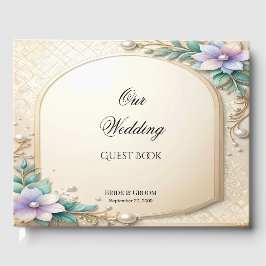 Libro de invitados con marco floral decorativo con