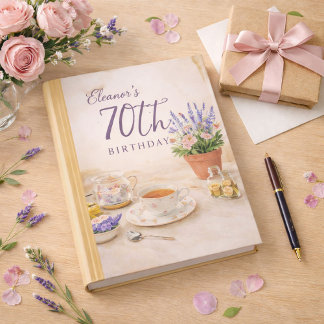 Libro de invitados con tema de fiesta del té para