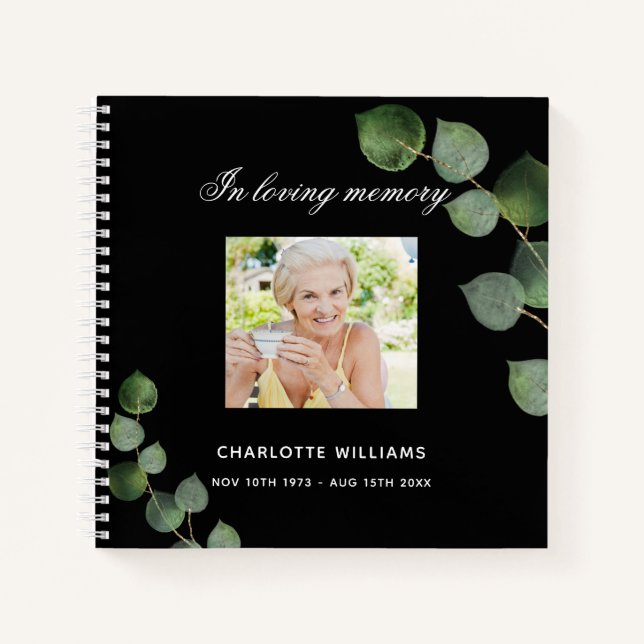 Libro de invitados conmemorativo ecalyptus negro (Anverso)