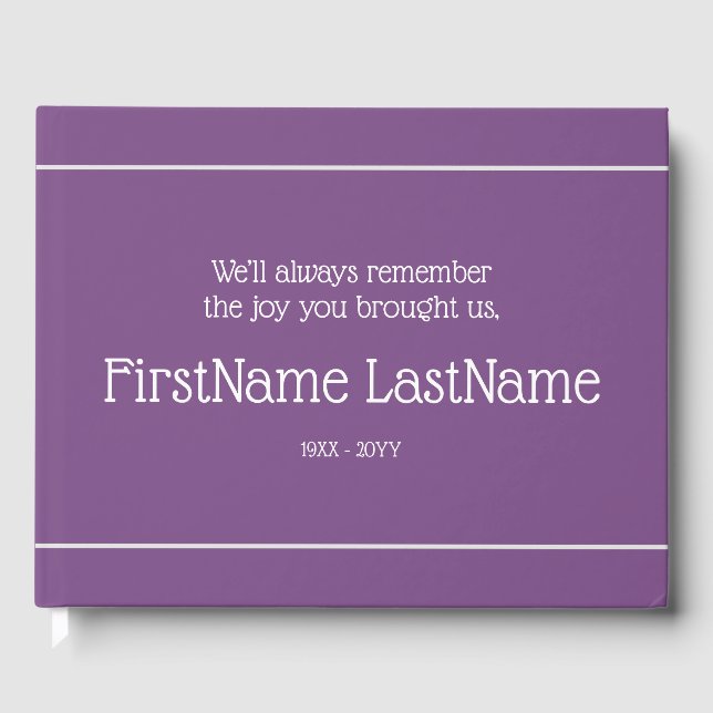 Libro de invitados conmemorativo lúgubre y sobrio (Anverso)