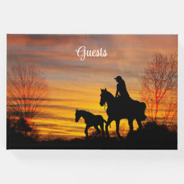 Libro de invitados Cowgirl Sunset Horseback