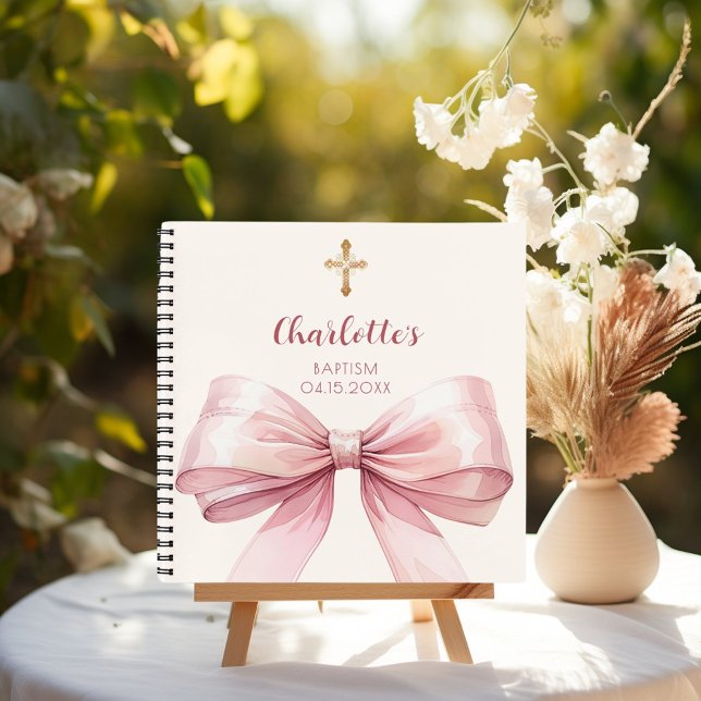 Libro de invitados Crema de arco rosa de bautismo (Subido por el creador)