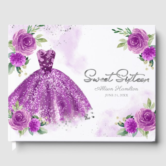 Libro de Invitados Cumpleaños 16 Cumpleaños Vestid (Anverso)