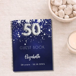 Libro de invitados cumpleaños 50 navy azul estrell