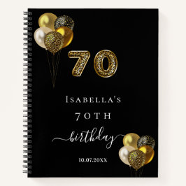 Libro de invitados cumpleaños 70 negro dorado esta