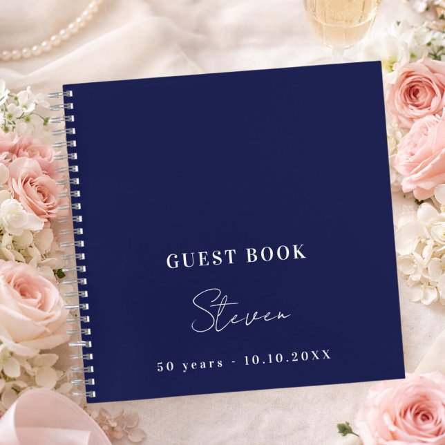 Libro de invitados cumpleaños azul marino blanco n (Subido por el creador)
