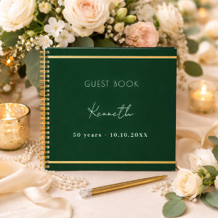 Libro de invitados cumpleaños esmeralda verde dora