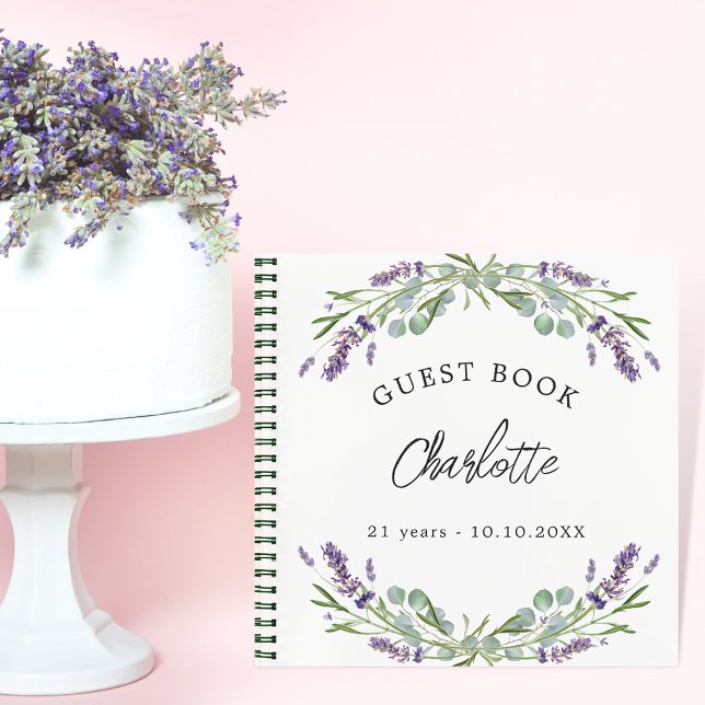 Libro de invitados cumpleaños lavanda violeta euca (Subido por el creador)