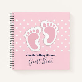 Libro de invitados "Cute Pink Baby Footprints"
