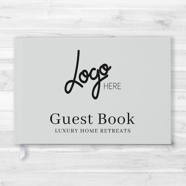 Libro de invitados de alquileres de logotipos y fo (Stylishly Personalize with Your Custom Logo and Text.)