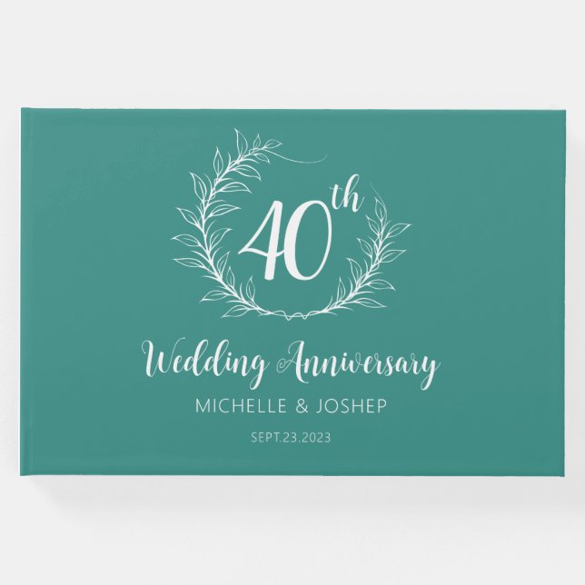 Libro de invitados de aniversario de boda elegante (Anverso)