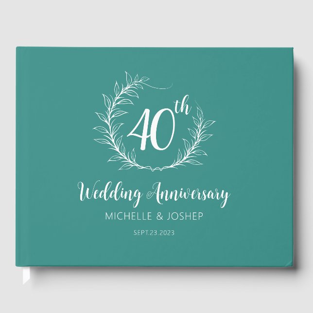 Libro de invitados de aniversario de boda elegante (Anverso)