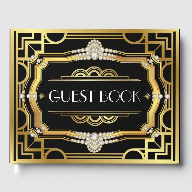 Libro de invitados de Art Deco Birthday Party Boda (Anverso)