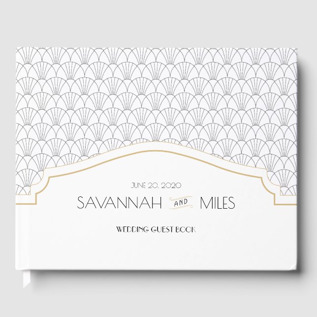 Libro de invitados de Art Deco Frame Boda (Anverso)