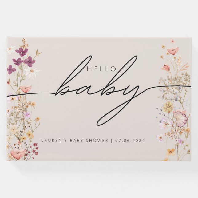 Libro de invitados de Baby Shower Beige Boho Moda  (Anverso)