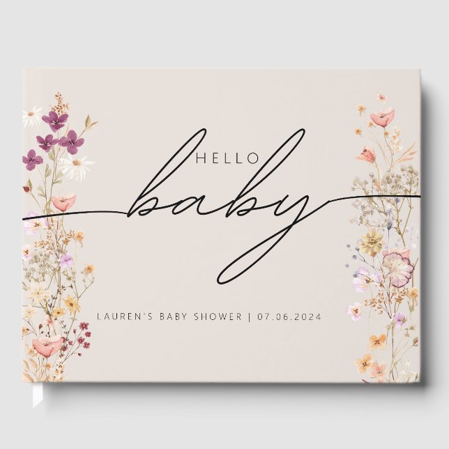 Libro de invitados de Baby Shower Beige Boho Moda  (Anverso)