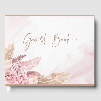 Libro de invitados de Baby Shower Boho Pink Pampas