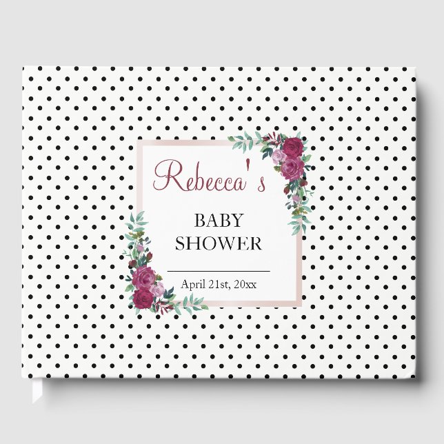 Libro de invitados de Baby Shower con flores de co (Anverso)