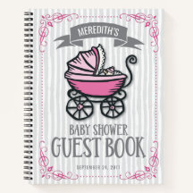 Libro de invitados de Baby Shower con temas rosas