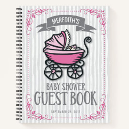 Libro de invitados de Baby Shower con temas rosas
