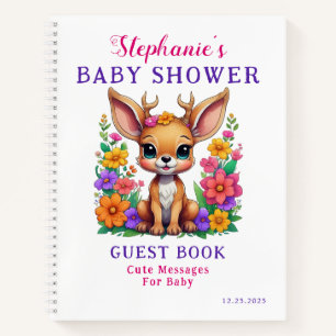Libro de invitados de Baby Shower Cute Deer Colorf